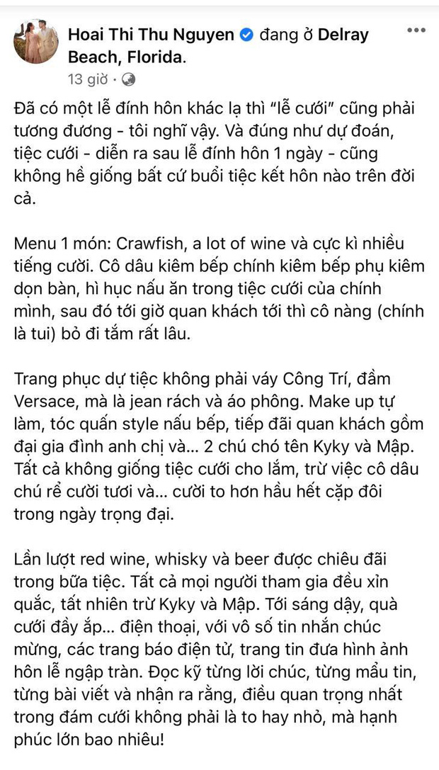 Thu Hoài hạnh phúc kể về ngày cưới đặc biệt ở Mỹ