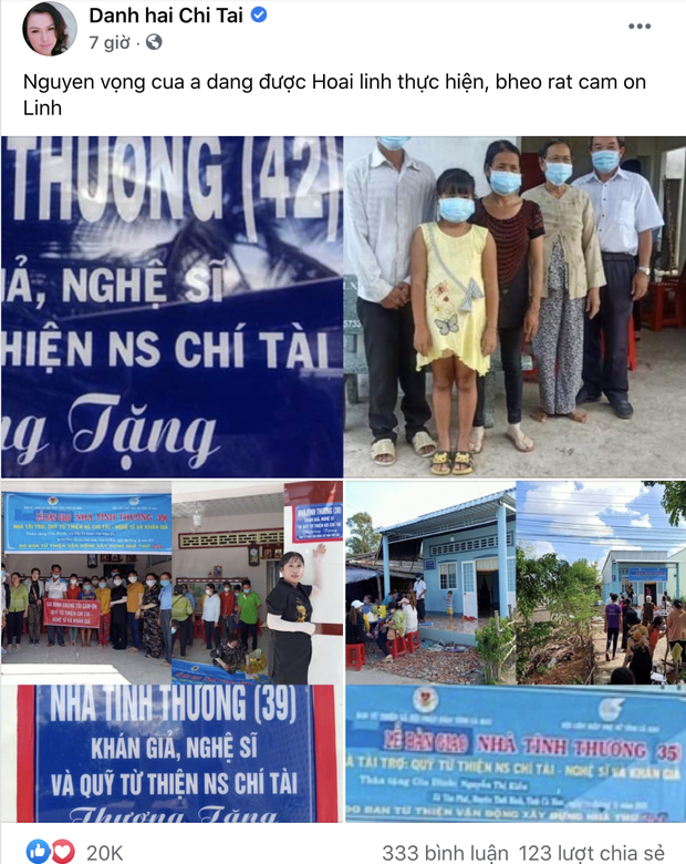 Vợ cố NS Chí Tài đăng tải loạt ảnh căn nhà tình thương do NS Hoài Linh thực hiện theo di nguyện của chồng cô