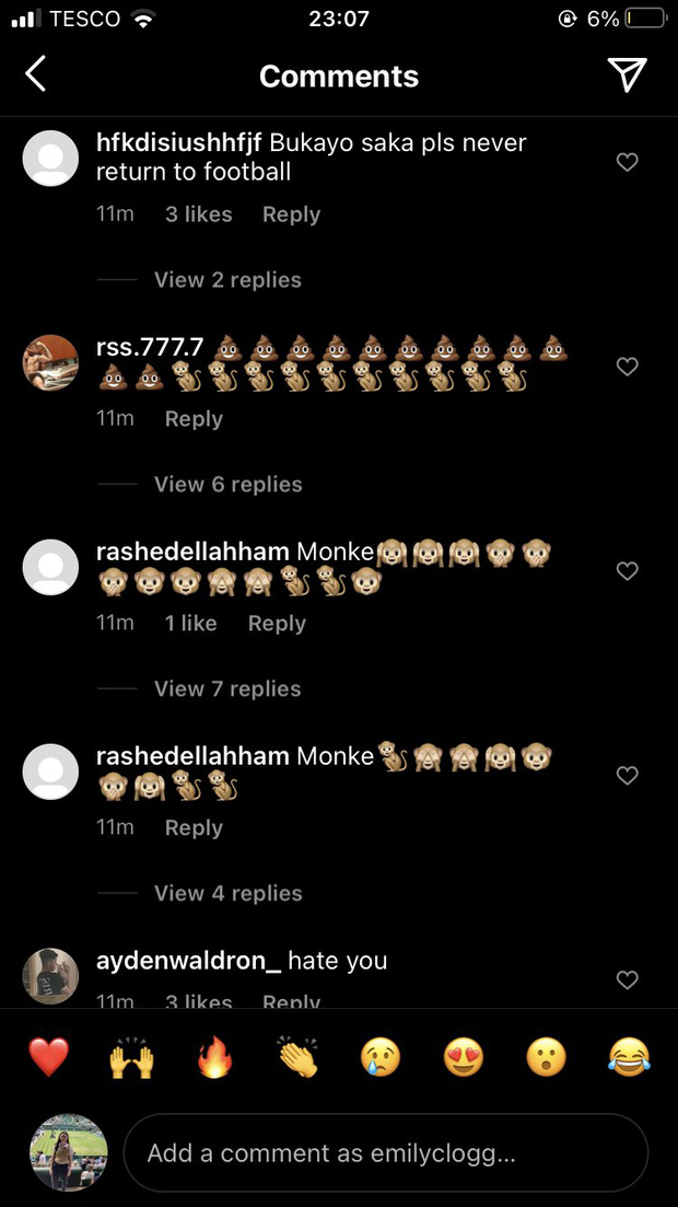 Các bình luận phân biệt chủng tộc nhằm vào Bukayo Saka