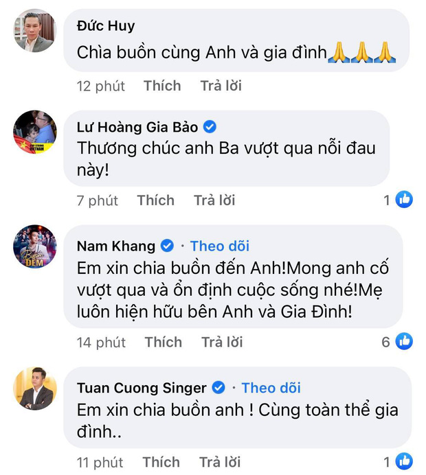 Dàn sao Việt gửi lời chia buồn và động viên danh ca Ngọc Sơn vượt qua biến cố