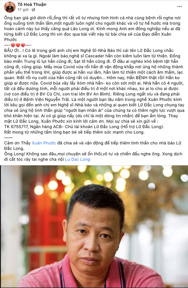 Hàng loạt nghệ sĩ đã ra tay giúp đỡ và luôn dõi theo cầu nguyện những điều may mắn sẽ đến với Đắc Long