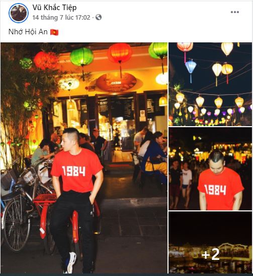 Vũ Khắc Tiệp dù không có mặt tại Hội An nhưng vẫn check-in đầy nhung nhớ. (Ảnh chụp màn hình)