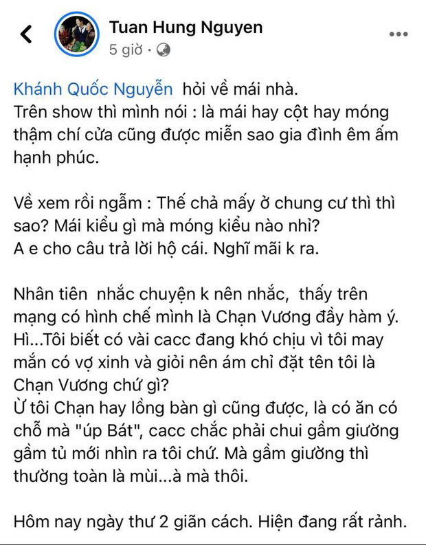 Tuấn Hưng đáp trả khéo léo khi bị nói là 