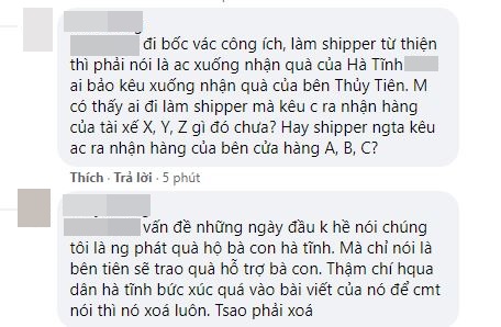 Antifan cho rằng vợ chồng nữ ca sĩ đã lợi dụng đồ cứu trợ Hà Tĩnh gửi vào. (Ảnh chụp màn hình)