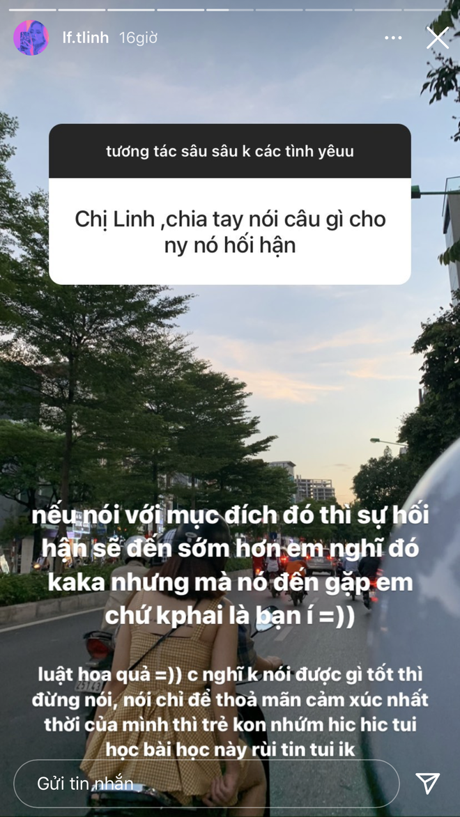 tlinh tư vấn chuyện tình cảm cho mọi người