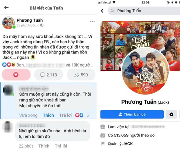 Dòng trạng thái tại thời điểm dấy lên nghi vấn của Jack