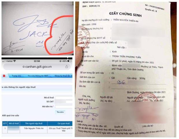 Trong giấy khai sinh, bé gái được cho là con của Jack và Thiên An có họ Trần