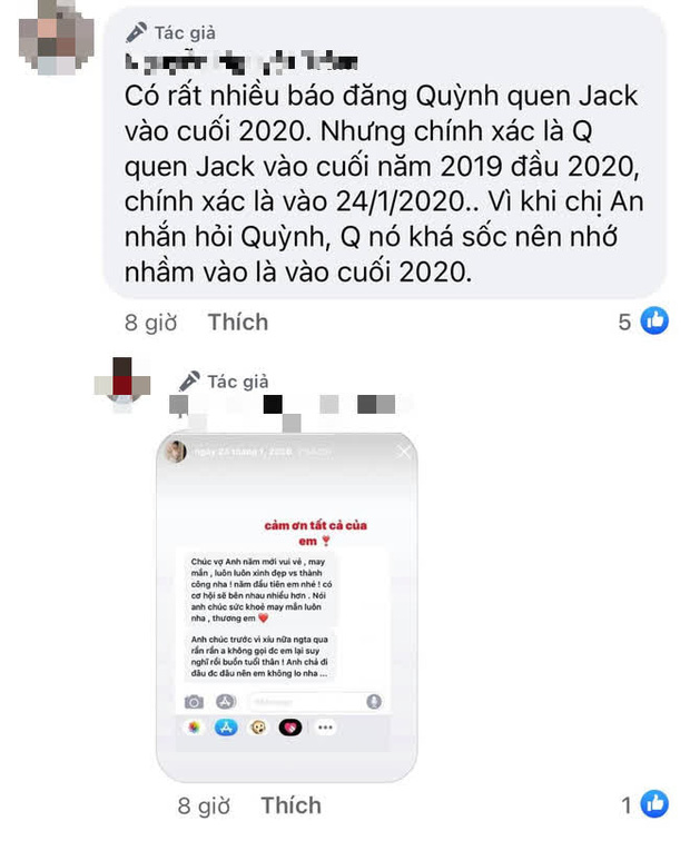 Bạn thân L.T.Q cho biết Jack và Q quen nhau vào cuối năm 2020, tuy nhiên thông tin này chỉ đến từ 1 phía