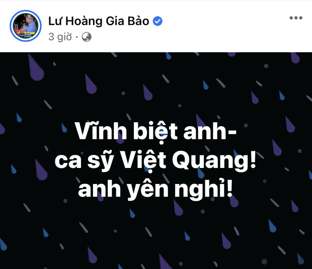 Diễn viên Gia Bảo mong Việt Quang được yên nghỉ