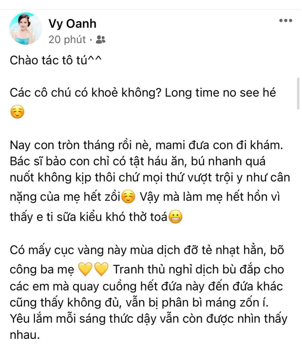 Vy Oanh hạnh phúc chia sẻ về nhóc tỳ thứ 3
