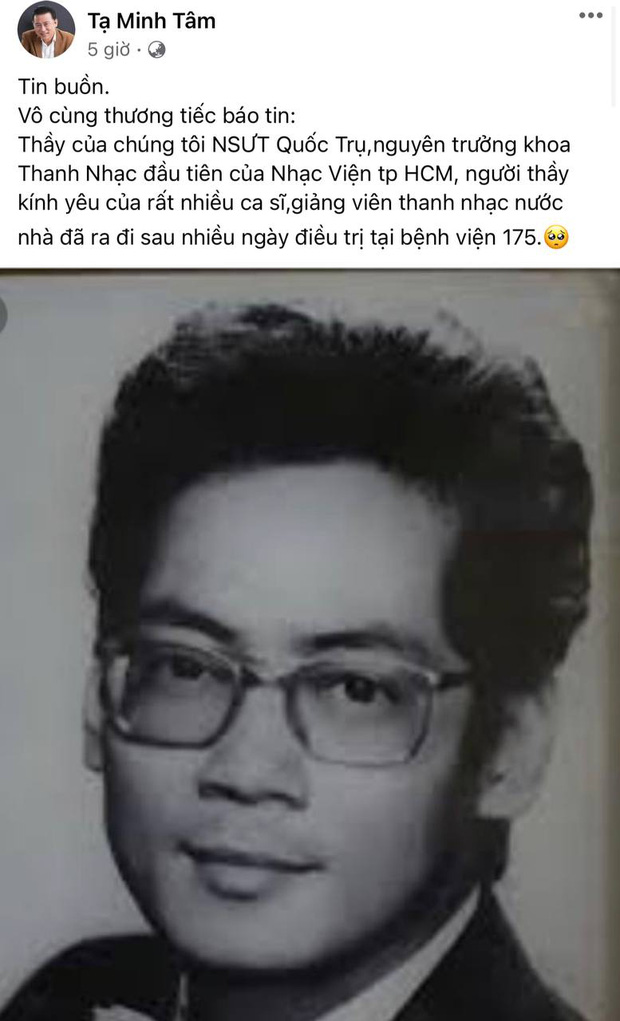 NSND Tạ Minh Tâm cũng bày tỏ sự đau lòng khi người thầy đã mãi mãi ra đi