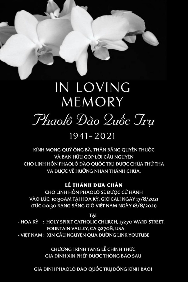 Thông tin về tang lễ của NSƯT Quốc Trụ