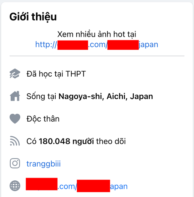 Thông tin về website O.F được Thu Trang công khai trên trang cá nhân