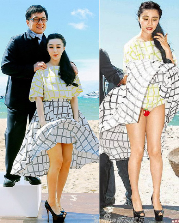 Vì cơn gió tinh nghịch mà Phạm Băng Băng lộ nội y khi chụp chung với Thành Long. Đây là minh chứng hùng hồn để ta thấy được tầm quan trọng của quần bảo hộ khi mặc những mẫu váy mỏng, nhẹ, chất liệu quá bay bổng thế này