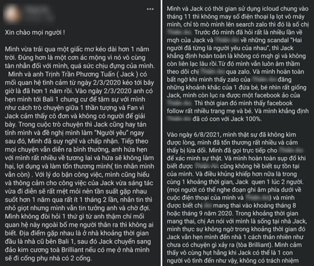 Drama bắt đầu nổ ra từ bài đăng của cô gái tên T.V được cho là người tình của Jack, tố nam ca sĩ ngoại tình, có con riêng