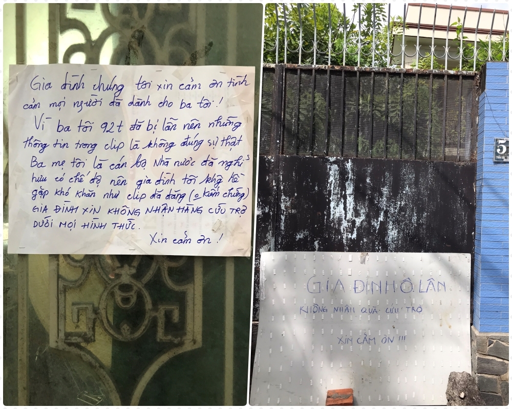 Gia đình chị Oanh cám ơn mạnh thường quân, cộng đồng mạng đã dành tình cảm cho cụ Lân, đồng thời xin từ chối mọi sự hỗ trợ vì không gặp khó khăn. 