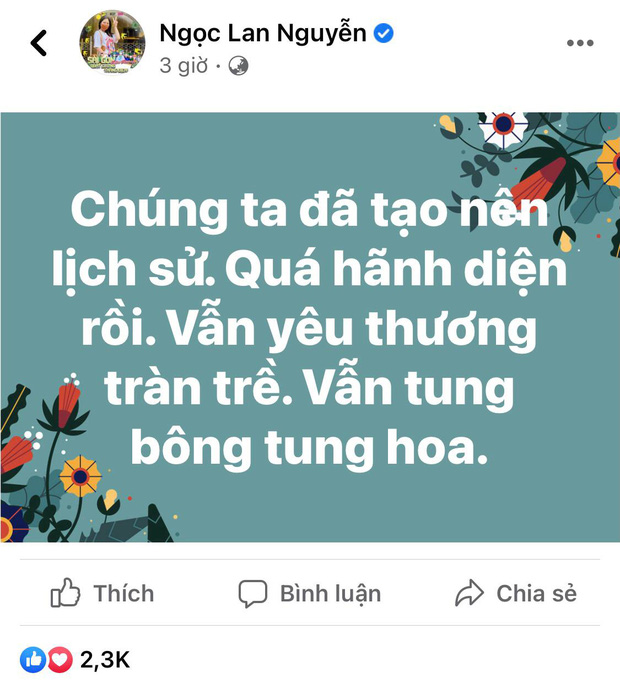 Ngọc Lan dù bức xúc trước quyết định của trọng tài nhưng vẫn vô cùng hãnh diện về những gì tuyển Việt Nam làm được