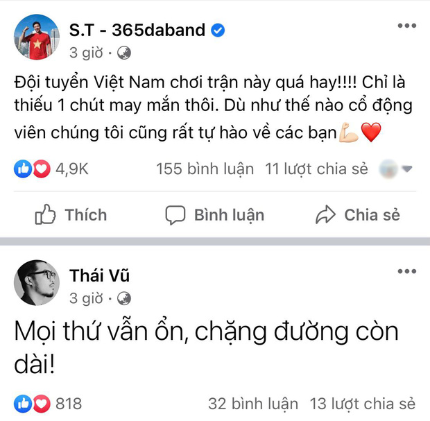 Sau cùng các nghệ sĩ vẫn bày tỏ niềm tự hào dành cho các cầu thủ Việt