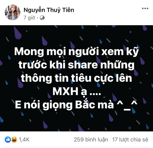 Tiểu Hý lên tiếng trên trang cá nhân