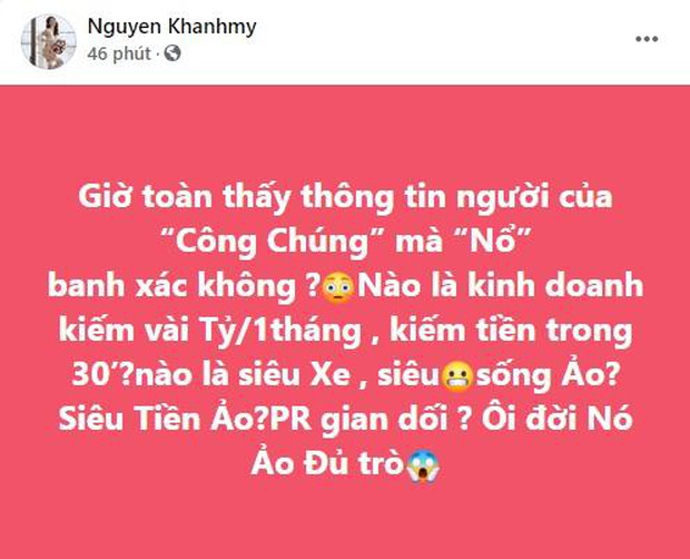 Status của Khánh My vào tháng 5/2021 được cho là nhắm tới Ngọc Trinh