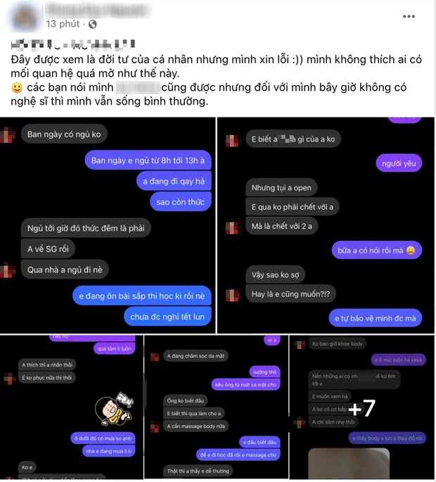 Trước đó, danh hài L và nhân vật T cũng bị 1 người đàn ông khác tung hàng loạt tin nhắn nội dung nhạy cảm