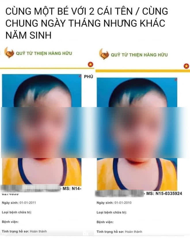 Không chỉ trùng hợp thông tin giữa các trường hợp nhận được tài trợ phẫu thuật, mà cư dân mạng còn phát hiện ra nhiều điểm sai sót về ngày xuất viện và nhập viện của một số bé.