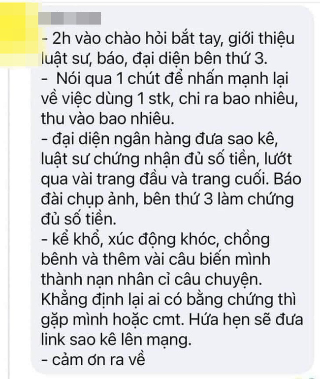 Nhiều người cho rằng buổi làm việc của Thủy Tiên - Công Vinh giống hệt trình tự trong kịch bản đã được lan truyền trước đó