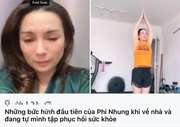 Một số trang thông tin cho rằng Phi Nhung đã khoẻ lại và về nhà