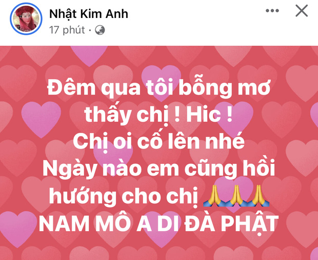 Nhật Kim Anh lo lắng và xót xa gửi lời nhắn bình an đến ca sĩ Phi Nhung