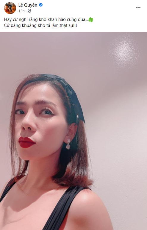 Lệ Quyên chia sẻ hình ảnh tự sướng.