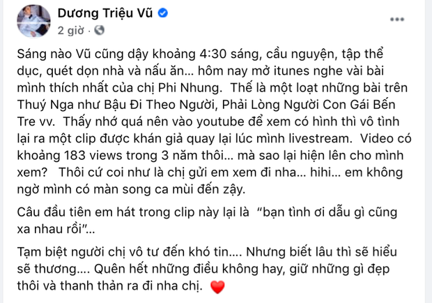 Em trai ruột NS Hoài Linh viết những dòng cuối cùng để bày tỏ nỗi lòng và mong ca sĩ Phi Nhung ra đi thanh thản