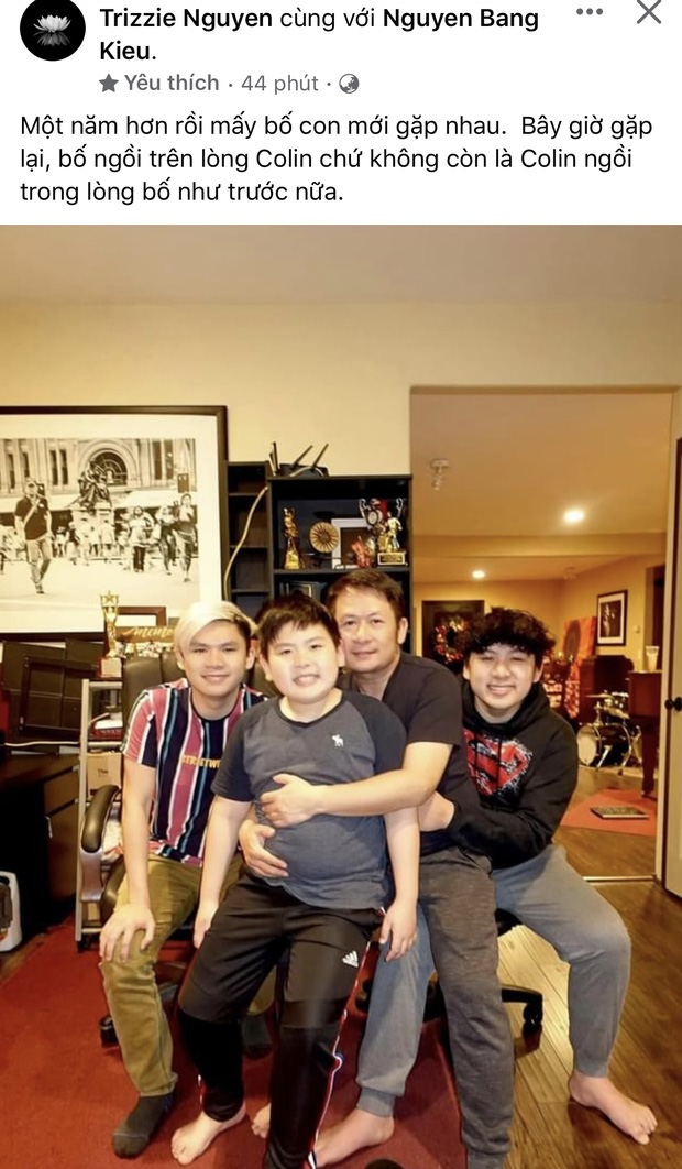Trizzie Phương Trinh đăng tải hình ảnh ca sĩ Bằng Kiều hạnh phúc bên 3 quý tử