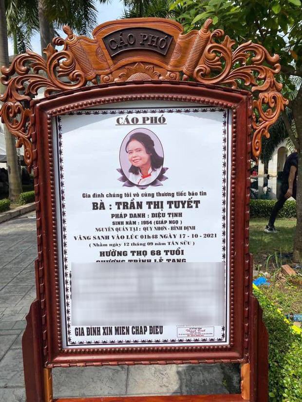 Thông tin cáo phó của bà Tuyết được đặt tại nhà riêng...