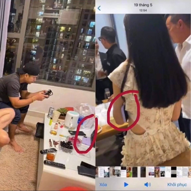 Chiếc điện thoại của người đẹp 9x nằm gọn gàng trên bàn của nam ca sĩ