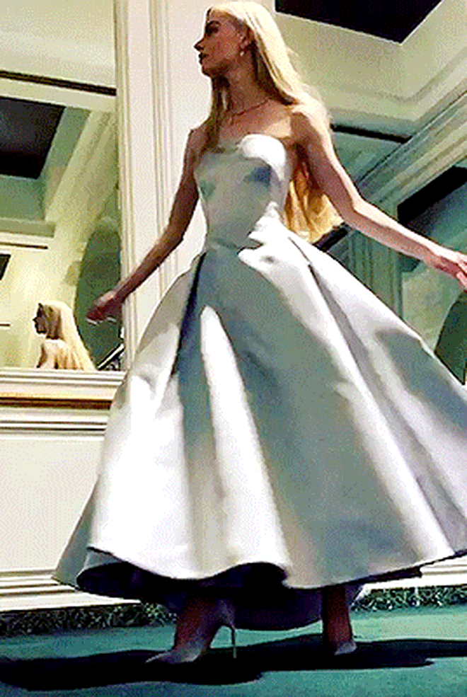 Khoảnh khắc chứng minh Anya sinh ra là dành cho Dior trong bộ váy màu xanh xám cổ điển