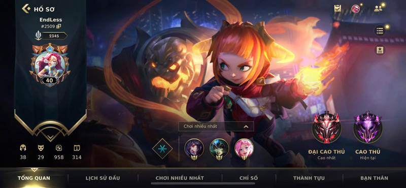 Mini Chan hiện đạt mức rank Cao Thủ tại LMHT Tốc Chiến 