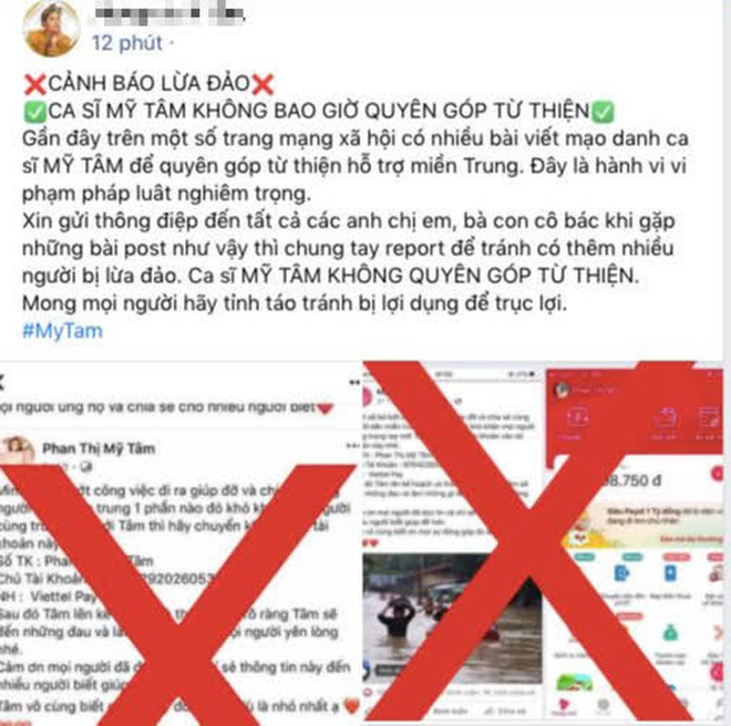 Mỹ Tâm bị kẻ xấu lợi dụng tên tuổi để kêu gọi từ thiện 