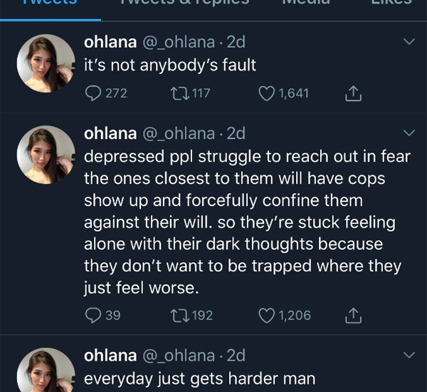 Dòng trạng thái được cô cập nhật trước khi mất.