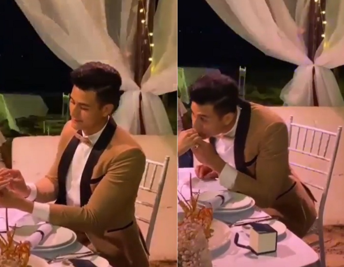 Khoảnh khắc Vĩnh Thụy lấy nhẫn đeo lên tay một người con gái bí ẩn