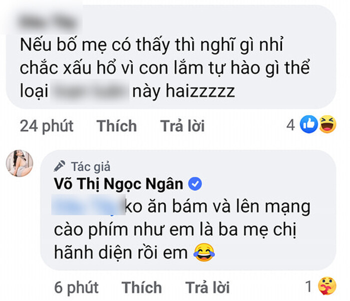 Ngân 98 phản bác khi bị anti-fan mắng.
