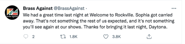 Bài đăng của đại diện nhóm Brass Against trên trang Twitter