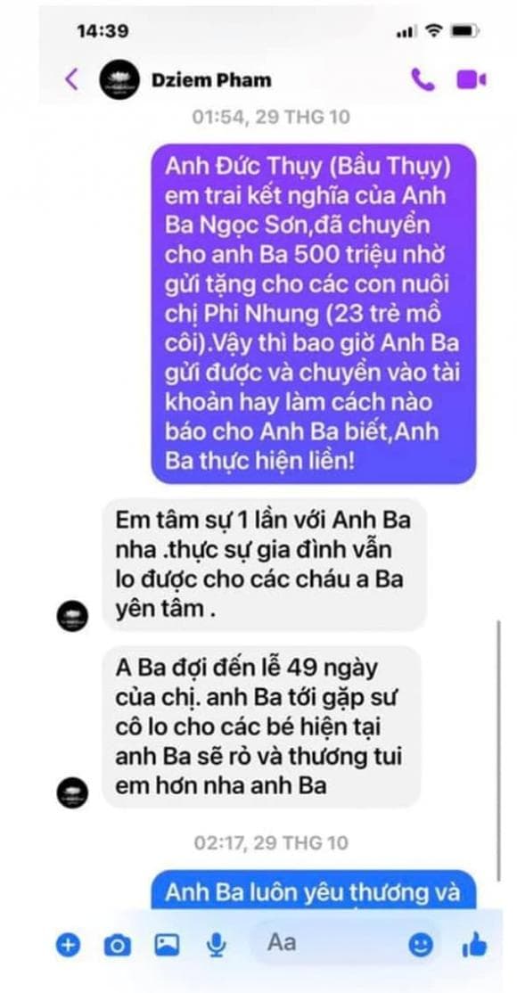 Ngọc Sơn cũng từng tung tin nhắn với quản lý của Phi Nhung