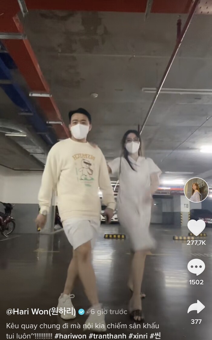 Trấn Thành và Hari Won cùng làm clip.