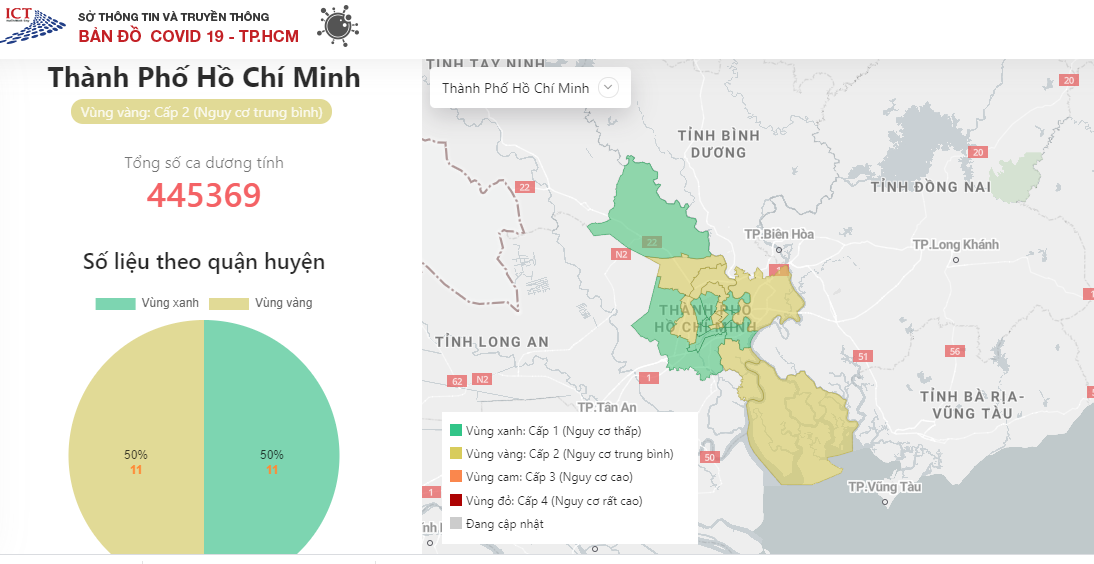 Bản đồ Covid-19 của TP.HCM ngày 22/11.