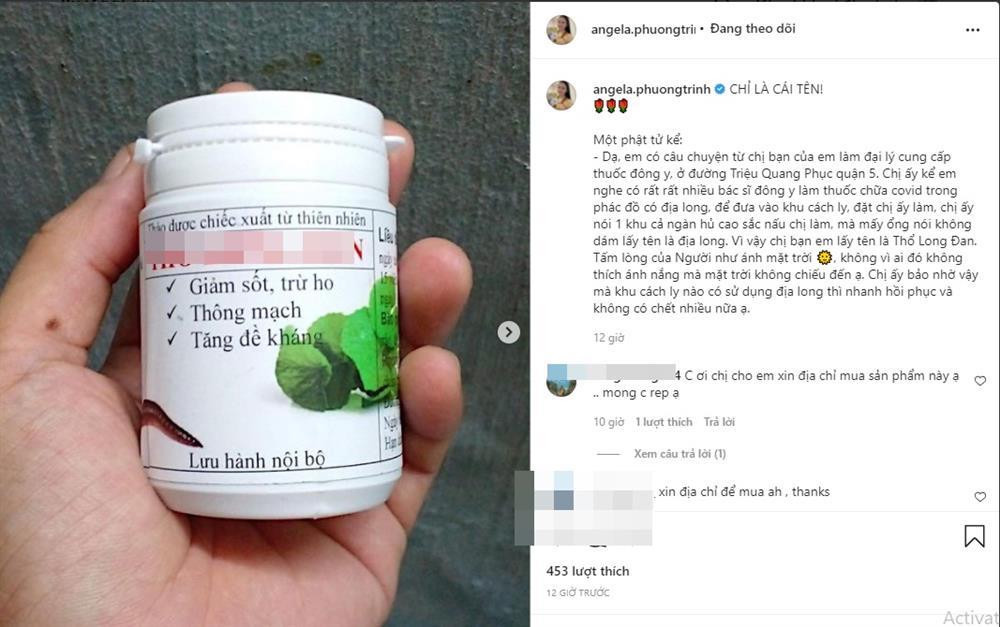 Angle Phương Trinh tiếp tục chia sẻ bài viết nói về Địa long chữa Covid-19, làm giảm tỉ lệ tử vong.