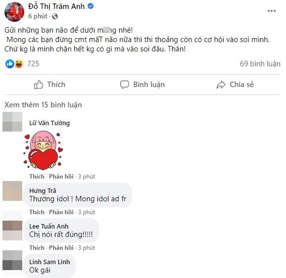 Hot girl Trâm Anh mắng antifan não để dưới vùng nhạy cảm.