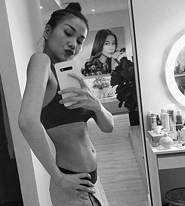 Siêu mẫu Thanh Hằng cũng sở hữu vòng eo vạn người mê.