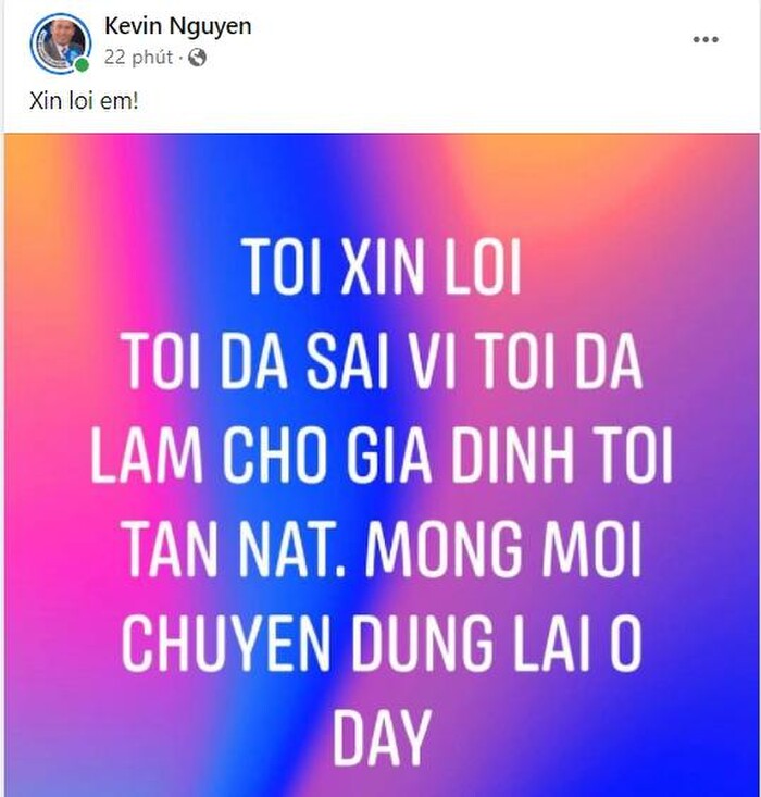 Kevin Nguyễn bất ngờ đăng đàn xin lỗi Thắm Bebe