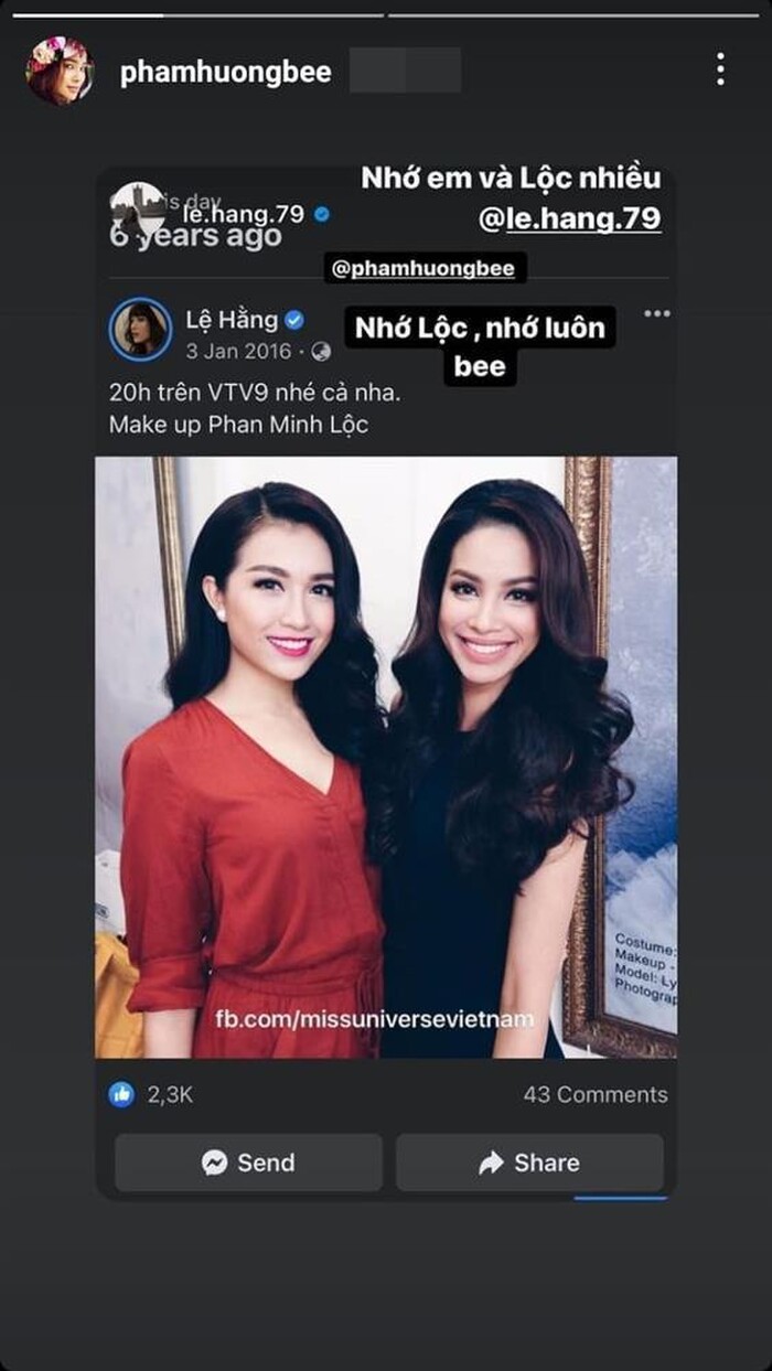 Phạm Hương đáp lại Lệ Hằng.