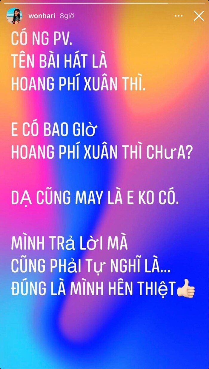 Hari Won đã có câu trả lời thẳng thắn.